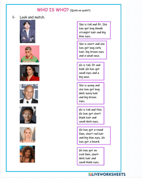 Appearance and Personality Worksheet by BarbaraAlbarracin